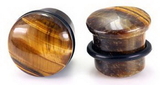 Painful Pleasures P165 Top Hat BROWN TIGER EYE STONE Plug with Black Oring - 8g - 9/16" - Price Per 1