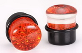 Painful Pleasures P166 RED GLITTER TOP HAT Acrylic Plug with Black Oring - 6g - 5/8" - Price Per 1