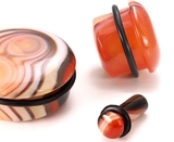Painful Pleasures P268 Top Hat RED AGATE STONE Plug with Black Oring - 8g - 1" - Price Per 1