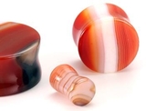 Painful Pleasures P270 Double Flare RED AGATE STONE Plug - 10g - 1" - Price Per 1
