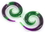 Painful Pleasures P304-pair 2g-0g-00g Spiral WAS GREEN/PURPLE Transliquid Glass Body Jewelry - Price Per 2 (now more Green/Pink)