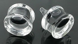 Painful Pleasures P328-pair Liquid Filled BLACK Glass Plugs 10mm-18mm Transliquid Body Jewelry - Price Per 2