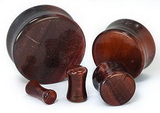 Painful Pleasures P410 RED TIGERS EYE STONE Double Flare Plugs 10g - 1" - Price Per 1