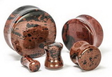 Painful Pleasures P412 Mahogany Obsidian STONE Double Flare Plugs 10g - 1" - Price Per 1