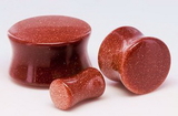 Painful Pleasures P421 Red Goldstone Glass Double Flare Plug - Price Per 1