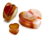 Painful Pleasures P470 Heart Double Flare Red Agate STONE Plug Price Per 1