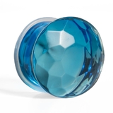 Painful Pleasures P492 Blue Faceted Single Flare Glass Plug - Price Per 1