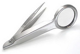 Pierced Tools PT-072 Tweezers 3 1/2&quot; with Magnifying Glass