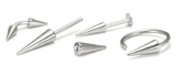 Painful Pleasures RES113-RES119 18g-16g Stainless Steel Long Spikes, Bigger Cones Replacement Ends - Price Per 1