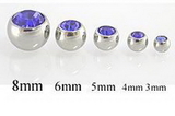 Painful Pleasures RES153-16g-ext-gem 18g - 16g Externally Threaded Bezel-Set Jewel Replacement Ball - Price Per 1