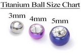 Painful Pleasures RES211-212 14g Externally Threaded Titanium Jeweled Ball - 4mm or 5mm - Price Per 1