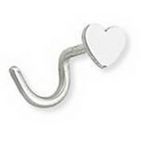 Painful Pleasures SNS005-18g-heart 18G STEEL HEART NOSTRIL SCREW NOSE RINGS