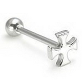 Painful Pleasures UB108 14g 5/8'' Steel Casted Independent Cross Straight Barbell