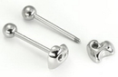 Painful Pleasures UB138 14g 5/8'' Steel Casted Heart Straight Barbell