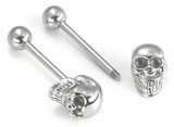 Painful Pleasures UB140 14g 5/8'' Steel Casted 3D Skull Straight Barbell