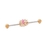Painful Pleasures UB370 14g 1-1/2" Steel Industrial Barbell with Gold PVD Coating and Pink Opal Lotus Flower Charm