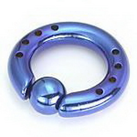 Painful Pleasures UR020-6g 6g Industrial Captive bead ring with Drilled Holes.