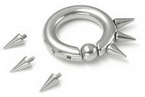 Painful Pleasures UR136 10g, 8g, or 6g Spiked Stainless Steel Captive Bead Ring