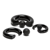 Painful Pleasures UR455 8g-00g Black Vampire End Glass Captive Bead Ring with Black Silicone Ball
