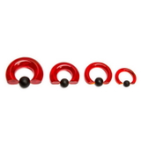 Painful Pleasures UR457 8g-00g Red Vampire End Glass Captive Bead Ring with Black Silicone Ball
