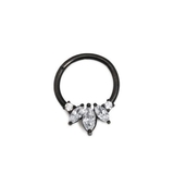 Painful Pleasures UR503 16g Steel Septum Clicker with Black PVD Coating and Crystals - Price Per 1