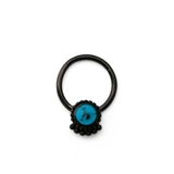 Painful Pleasures UR504 16g Septum Clicker with Black PVD Coating and Turquoise Stone - Price Per 1