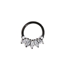 Painful Pleasures UR516 16 Steel Septum Clicker with Black PVD Coating and Five Marquise-Cut Crystals - Price Per 1
