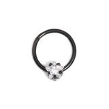 Painful Pleasures UR521 16g Septum Clicker with Black PVD Coating and Crystal Star - Price Per 1