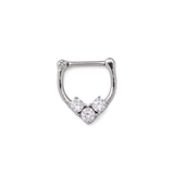 Painful Pleasures UR522 16g Steel Septum Clicker - Trinity Crystal Ring - Price Per 1