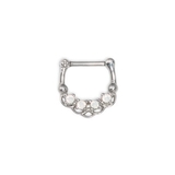 Painful Pleasures UR527 16g Steel Septum Clicker with Four Opals and Fish Scale Design - Price Per 1