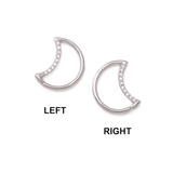 Painful Pleasures UR532 16g Sterling Silver Crescent Moon Bendable Ear Jewelry with Crystals - Price Per 1