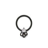 Painful Pleasures UR558 16g Steel Septum Ring with Black PVD Coating and Crystal with Triple Loop Design