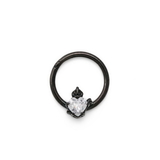 Painful Pleasures UR560 16g Steel Septum Ring with Black PVD Coating and Royal Crystal Heart