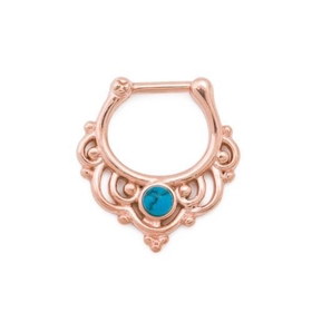 Painful Pleasures UR570 16g Turquoise PVD Rose Gold Septum Clicker