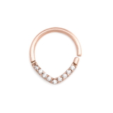 Painful Pleasures UR608 16g PVD Rose Gold Crystal Encrusted Teardrop Bendable Ring - Price Per 1
