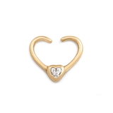 Painful Pleasures UR609 16g PVD Gold Crystal Double Heart Bendable Ear Jewelry - Price Per 1