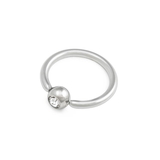 Painful Pleasures UR618 16g Downward Crystal Jewel Steel Fixed Bead Ring - Price Per 1