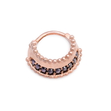 Painful Pleasures UR648 16g PVD Rose Gold Black Jeweled Prominence Septum Clicker