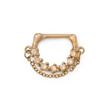 Painful Pleasures UR671 16g PVD Gold Champagne Jeweled Steel Septum Clicker