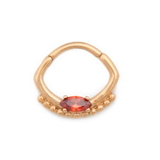 Painful Pleasures UR678 16g PVD Gold Orange Jeweled Oval Septum Clicker