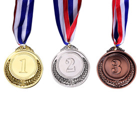 3 Pcs Award Medals Metal Gold Silver Bronze with Ribbon Class Medal 2 inches