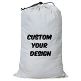 Personalized Canvas Laundry Bag Extra Large Duffle Bag Drawstring Cotton Bag Beige - 1 Pack