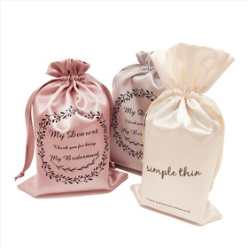 Custom Satin Drawstring Bags with Strings Mini Bag Wholesale Satin Gift bags for Wedding Wig