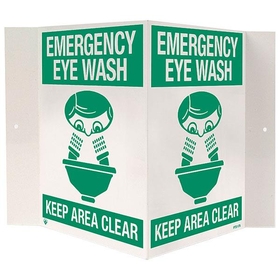 "Emergency Eyewash", 3-D, Rigid Plastic, 18" x 10"