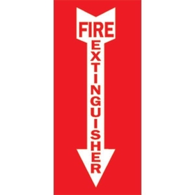 Brady "Fire Extinguisher" w/ Arrow Sign, Self-Sticking Polyester, 14" x 3 1/2"
