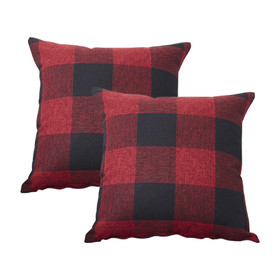 TOPTIE Set of 2 Buffalo Check Plaid Throw Pillow Covers, Square Decorative Cotton Linen Pillowcases