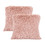 TOPTIE Set of 2 Soft Throw Pillowcases 18" x 18", Long Faux Fur Decor Cushion Cover (Pink)