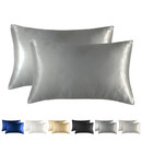 TOPTIE Set of 2 Soft Satin Pillowcases with Envelope Closure, Standard/Queen Size, 6 Colors