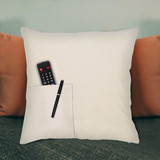 TOPTIE Sublimation Pillow Covers with Pocket, Cream Linen Blank Pillow Cases, Home Decoration