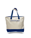 Q-Tees Q01300 Canvas Zipper Tote with Colored Handles